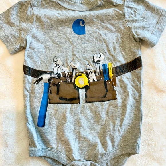 Carhartt Blue and Gray Kids Onesie with Tool Belt Design - Size: 18M - Picture 4 of 4